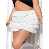 imageOYOANGLE Womens Plus Size Floral Lace Tiered Mini Skorts Elastic High Waisted Ruffled Layered Y2K Casual ShortsWhite