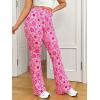 imageOYOANGLE Womens Plus Size Floral Print High Waisted Flared Leg Pants Bell Bottom Rave TrousersHot Pink
