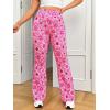 imageOYOANGLE Womens Plus Size Floral Print High Waisted Flared Leg Pants Bell Bottom Rave TrousersHot Pink