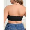 imageOYOANGLE Womens Plus Size Front Closure Push Up Strapless Bandeau Bra Wireless Tube Bralettes with Clear StrapBlack