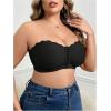 imageOYOANGLE Womens Plus Size Front Closure Push Up Strapless Bandeau Bra Wireless Tube Bralettes with Clear StrapBlack