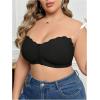 imageOYOANGLE Womens Plus Size Front Closure Push Up Strapless Bandeau Bra Wireless Tube Bralettes with Clear StrapBlack