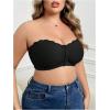 imageOYOANGLE Womens Plus Size Front Closure Push Up Strapless Bandeau Bra Wireless Tube Bralettes with Clear StrapBlack