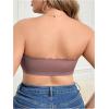 imageOYOANGLE Womens Plus Size Front Closure Push Up Strapless Bandeau Bra Wireless Tube Bralettes with Clear StrapBrown