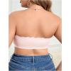 imageOYOANGLE Womens Plus Size Front Closure Push Up Strapless Bandeau Bra Wireless Tube Bralettes with Clear StrapLight Pink