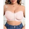 imageOYOANGLE Womens Plus Size Front Closure Push Up Strapless Bandeau Bra Wireless Tube Bralettes with Clear StrapLight Pink