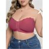 imageOYOANGLE Womens Plus Size Front Closure Push Up Strapless Bandeau Bra Wireless Tube Bralettes with Clear StrapWatermelon Pink