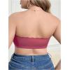 imageOYOANGLE Womens Plus Size Front Closure Push Up Strapless Bandeau Bra Wireless Tube Bralettes with Clear StrapWatermelon Pink