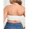 imageOYOANGLE Womens Plus Size Front Closure Push Up Strapless Bandeau Bra Wireless Tube Bralettes with Clear StrapWhite