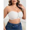imageOYOANGLE Womens Plus Size Front Closure Push Up Strapless Bandeau Bra Wireless Tube Bralettes with Clear StrapWhite