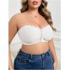 imageOYOANGLE Womens Plus Size Front Closure Push Up Strapless Bandeau Bra Wireless Tube Bralettes with Clear StrapWhite