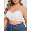 imageOYOANGLE Womens Plus Size Front Closure Push Up Strapless Bandeau Bra Wireless Tube Bralettes with Clear StrapWhite
