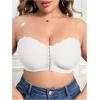imageOYOANGLE Womens Plus Size Front Closure Push Up Strapless Bandeau Bra Wireless Tube Bralettes with Clear StrapWhite