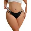 imageOYOANGLE Womens Plus Size Glitter Ring Linked Cut Out Low Rise Panty Briefs Bottom UnderwearBlack