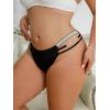 imageOYOANGLE Womens Plus Size Glitter Ring Linked Cut Out Low Rise Panty Briefs Bottom UnderwearBlack
