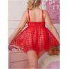 imageOYOANGLE Womens Plus Size Heart Print Lace Sheer Open Front Chemise Nightgown Babydoll Nightie NightwearLight Red