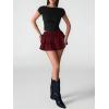 imageOYOANGLE Womens Plus Size High Waisted Bow Knot Side Layered Y2K A Line Ruffle Skorts Mini SkirtBurgundy