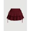 imageOYOANGLE Womens Plus Size High Waisted Bow Knot Side Layered Y2K A Line Ruffle Skorts Mini SkirtBurgundy