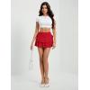 imageOYOANGLE Womens Plus Size High Waisted Bow Knot Side Layered Y2K A Line Ruffle Skorts Mini SkirtRed