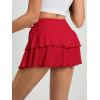 imageOYOANGLE Womens Plus Size High Waisted Bow Knot Side Layered Y2K A Line Ruffle Skorts Mini SkirtRed