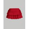 imageOYOANGLE Womens Plus Size High Waisted Bow Knot Side Layered Y2K A Line Ruffle Skorts Mini SkirtRed
