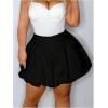 imageOYOANGLE Womens Plus Size High Waisted Bubble Skorts Y2K Ruffle Hem Puffy Skirt ShortsBlack