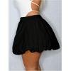 imageOYOANGLE Womens Plus Size High Waisted Bubble Skorts Y2K Ruffle Hem Puffy Skirt ShortsBlack