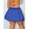 imageOYOANGLE Womens Plus Size High Waisted Bubble Skorts Y2K Ruffle Hem Puffy Skirt ShortsRoyal Blue