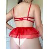 imageOYOANGLE Womens Plus Size Lace Babydoll Spaghetti Strap V Neck Cut Out Teddy Lingerie Set with Garter BeltsLight Red