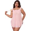 imageOYOANGLE Womens Plus Size Lace Sheer Chemise Nightgown and Thongs 2 Piece Mesh Babydoll Lingerie SetPink