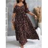 imageOYOANGLE Womens Plus Size Leopard Print Cold Shoulder Wrap V Neck Long Dress Belted Split Thigh DressesDusty Pink