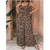 imageOYOANGLE Womens Plus Size Leopard Print Tie Shoulder Jumpsuits Long Pants Romper with PocketBrown and Black
