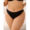 imageOYOANGLE Womens Plus Size Low Rise Crisscross Back Cut Out Panties Solid Casual Brief UnderwearBlack