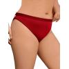 imageOYOANGLE Womens Plus Size Low Rise Crisscross Back Cut Out Panties Solid Casual Brief UnderwearBurgundy