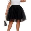 imageOYOANGLE Womens Plus Size Mesh Tutu Tulle Skirt Midi Knee Length Elastic Waist SkirtBlack