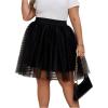 imageOYOANGLE Womens Plus Size Mesh Tutu Tulle Skirt Midi Knee Length Elastic Waist SkirtBlack