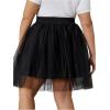 imageOYOANGLE Womens Plus Size Mesh Tutu Tulle Skirt Midi Knee Length Elastic Waist SkirtBlack