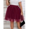 imageOYOANGLE Womens Plus Size Mesh Tutu Tulle Skirt Midi Knee Length Elastic Waist SkirtBurgundy