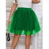 imageOYOANGLE Womens Plus Size Mesh Tutu Tulle Skirt Midi Knee Length Elastic Waist SkirtGreen
