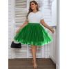 imageOYOANGLE Womens Plus Size Mesh Tutu Tulle Skirt Midi Knee Length Elastic Waist SkirtGreen