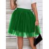 imageOYOANGLE Womens Plus Size Mesh Tutu Tulle Skirt Midi Knee Length Elastic Waist SkirtGreen