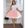 imageOYOANGLE Womens Plus Size Mesh Tutu Tulle Skirt Midi Knee Length Elastic Waist SkirtLight Pink
