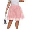 imageOYOANGLE Womens Plus Size Mesh Tutu Tulle Skirt Midi Knee Length Elastic Waist SkirtLight Pink