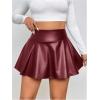 imageOYOANGLE Womens Plus Size PU Leather Ruffle Short Skirts High Waist Pleated Skater Skirt with Built in ShortsBurgundy