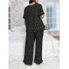 imageOYOANGLE Womens Plus Size Pajama Set Floral Short Sleeve Sleepwear Ruffle Pants 2 Piece Pjs Lounge SetBlack