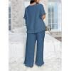 imageOYOANGLE Womens Plus Size Pajama Set Floral Short Sleeve Sleepwear Ruffle Pants 2 Piece Pjs Lounge SetBlue