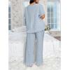 imageOYOANGLE Womens Plus Size Pajama Set Floral Short Sleeve Sleepwear Ruffle Pants 2 Piece Pjs Lounge SetLight Blue