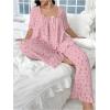 imageOYOANGLE Womens Plus Size Pajama Set Floral Short Sleeve Sleepwear Ruffle Pants 2 Piece Pjs Lounge SetPink