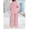 imageOYOANGLE Womens Plus Size Pajama Set Floral Short Sleeve Sleepwear Ruffle Pants 2 Piece Pjs Lounge SetPink