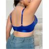 imageOYOANGLE Womens Plus Size Rhinestone Contrast Mesh Bras Wireless Cut Out Everyday BralettesBlue